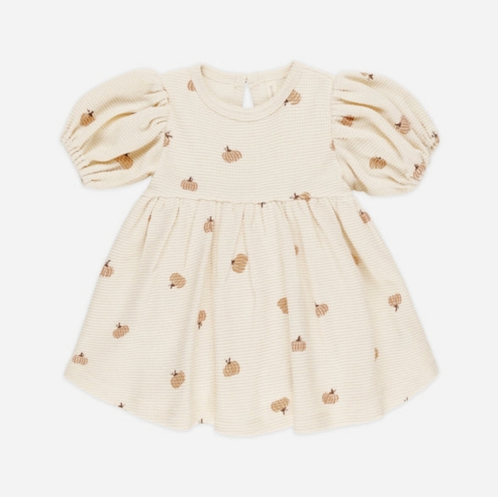 Quincy Mae Waffle Babydoll Dress In Pumpkins